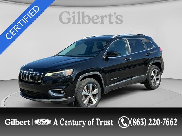 2020 Jeep Cherokee Limited in Diamond Black Crystal Pearlcoat — front three-quarter view