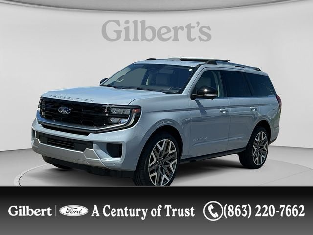 2025 Ford Expedition Platinum in Gray Metallic — front three-quarter view