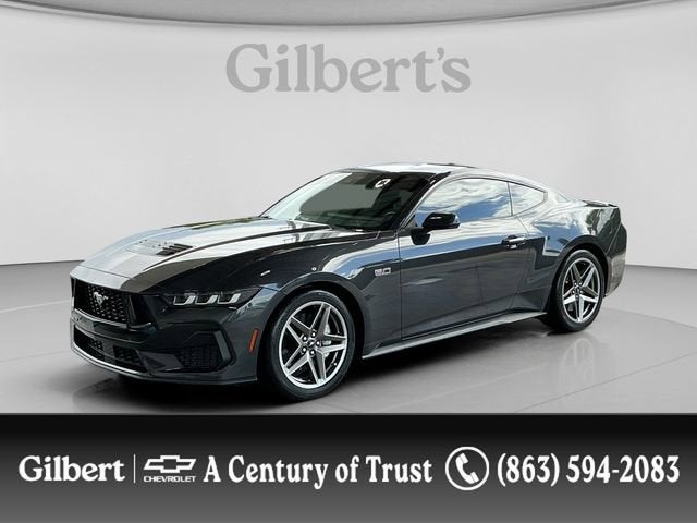 2024 Ford Mustang GT Premium Fastback in Gray — front three-quarter view
