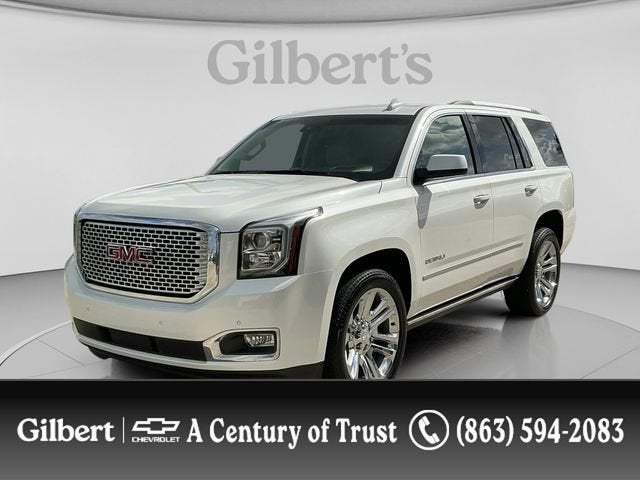 2017 GMC Yukon Denali in White Frost Tricoat — front three-quarter view