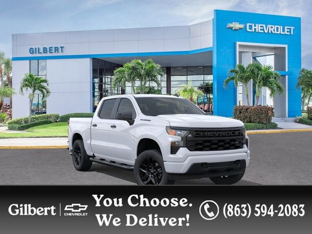 2026 Chevrolet Silverado 1500 Custom in Summit White — front three-quarter view